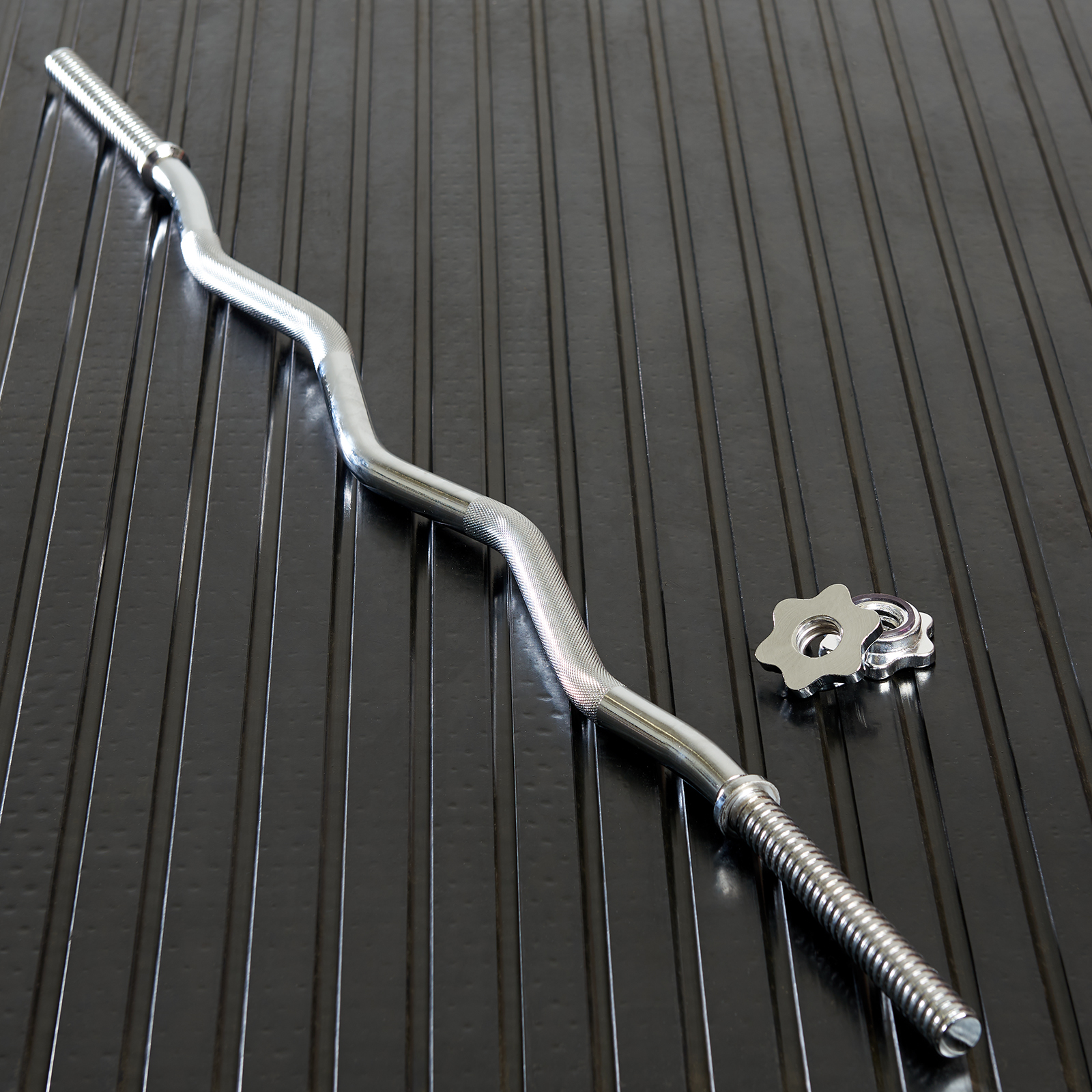 Mirafit Arm Curl Bar & Spinlock Collars Weight Lifting Gym EZ Curlbar